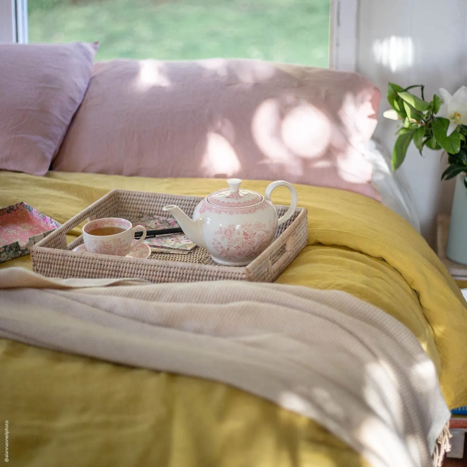 Lemon Curry Linen Duvet Cover