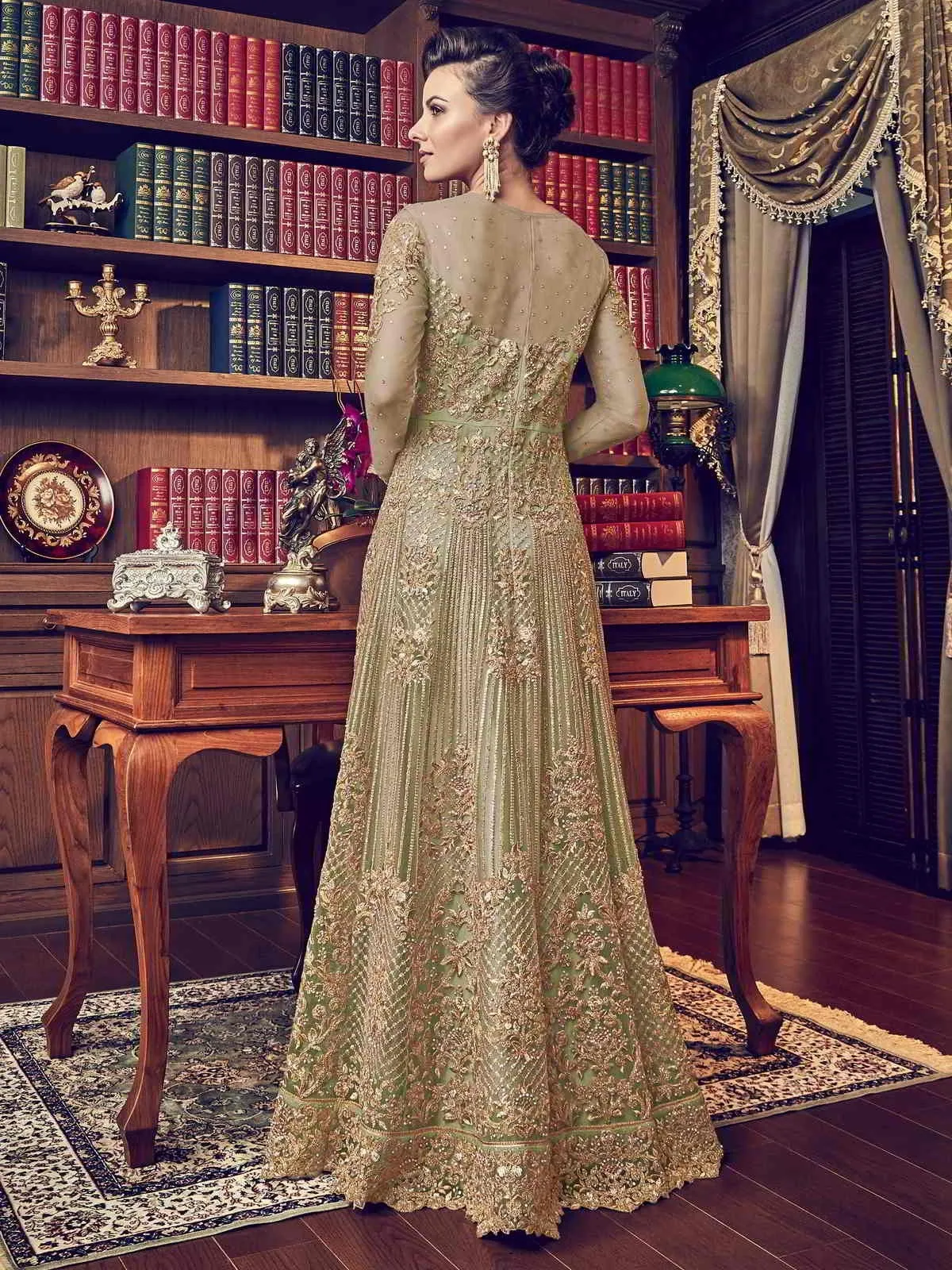 Lemon Green Embroidered Designer Bridal Anarkali Suit