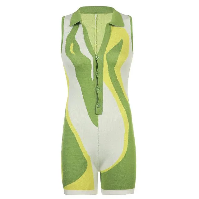 Lemon-Lime Block Art Playsuit