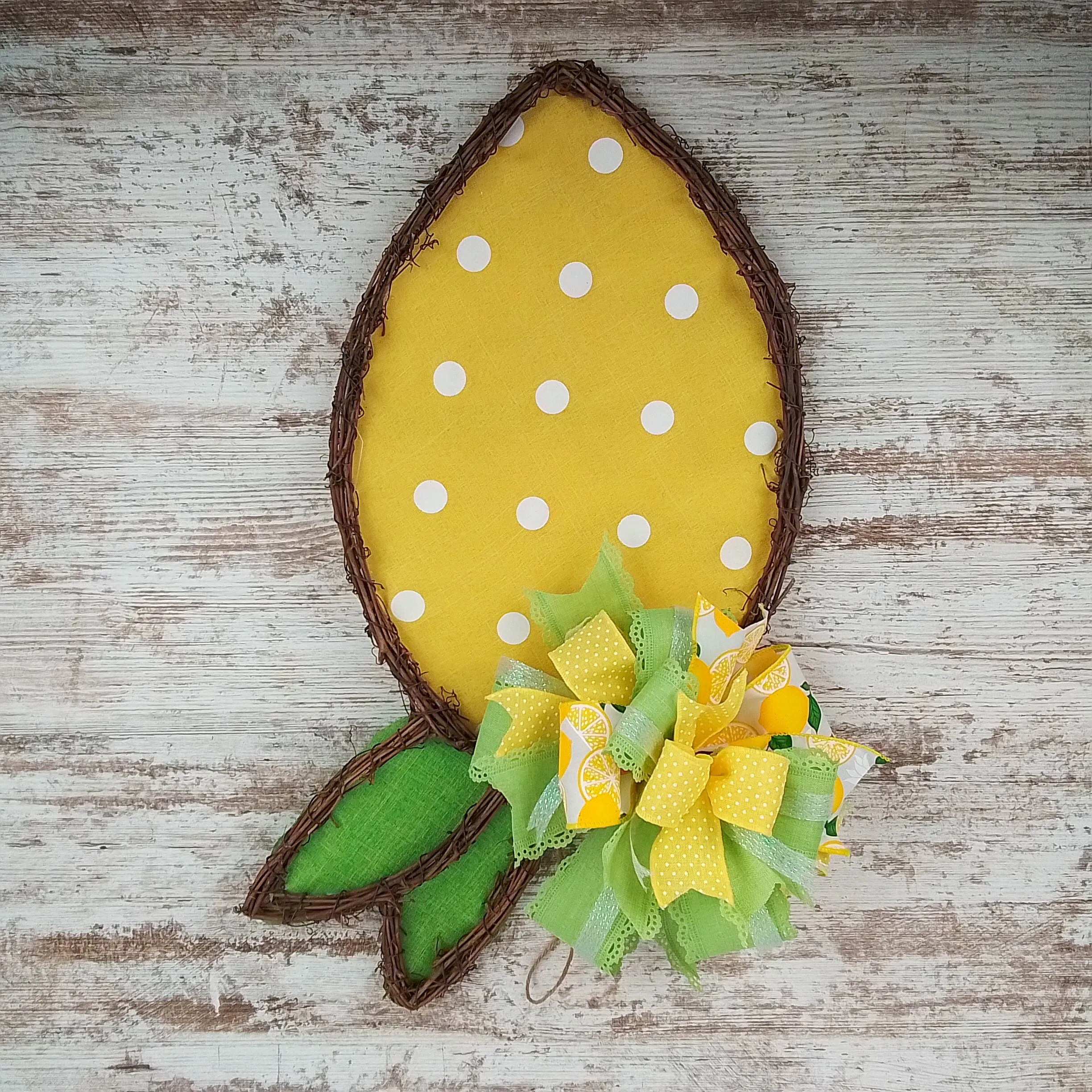 Lemon Shaped Door Hanger Wreath - Spring and Summer Decor - Perfect Female Celebration Gift