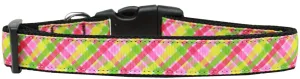 Lemondrop Plaid Nylon Dog Collar Sm