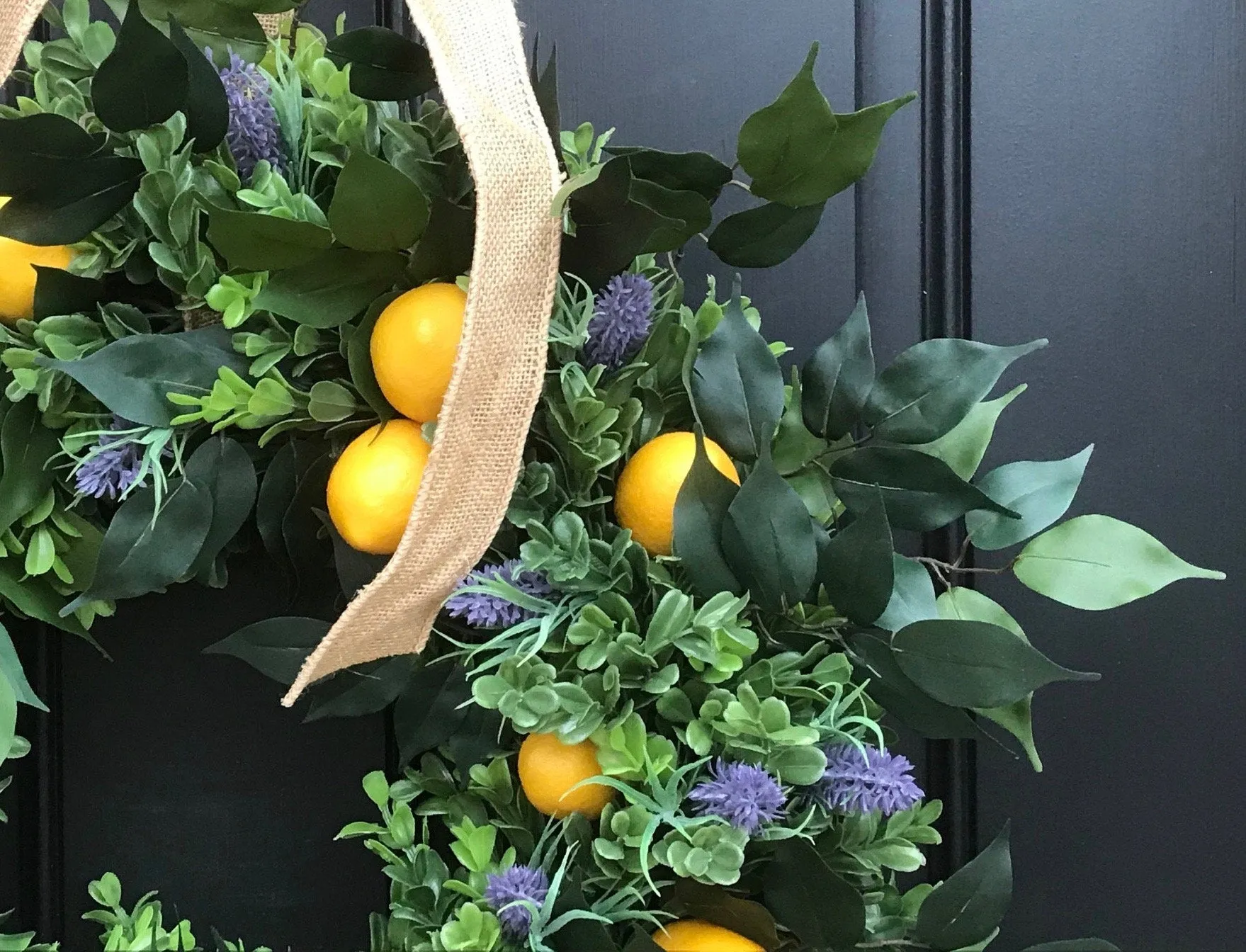 Lemons and Boxwood Wreath with Lavender