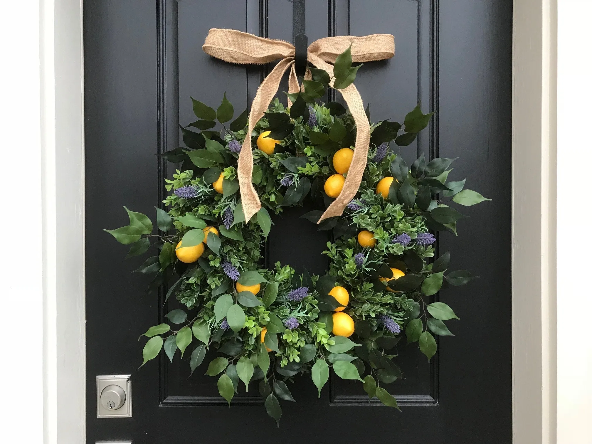 Lemons and Boxwood Wreath with Lavender