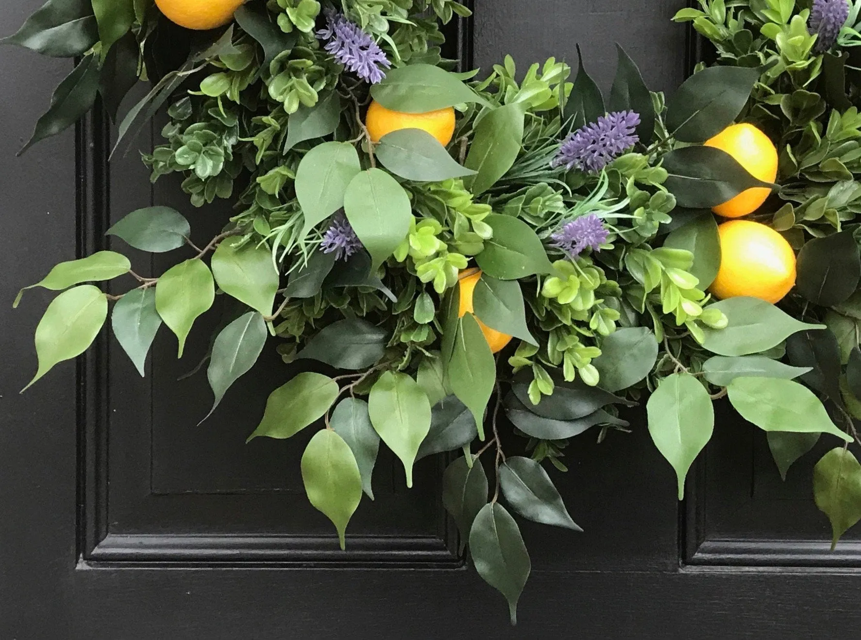 Lemons and Boxwood Wreath with Lavender