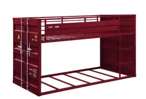 Lena Shipping Container Style Twin/Twin Metal Bunk Bed, Red