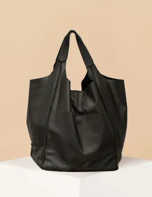 Leni Bag Sun-Baked Pebble Black Leather