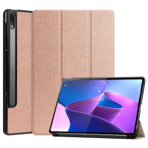 Lenovo Tab P12 Pro tri-fold leather flip case - Rose Gold