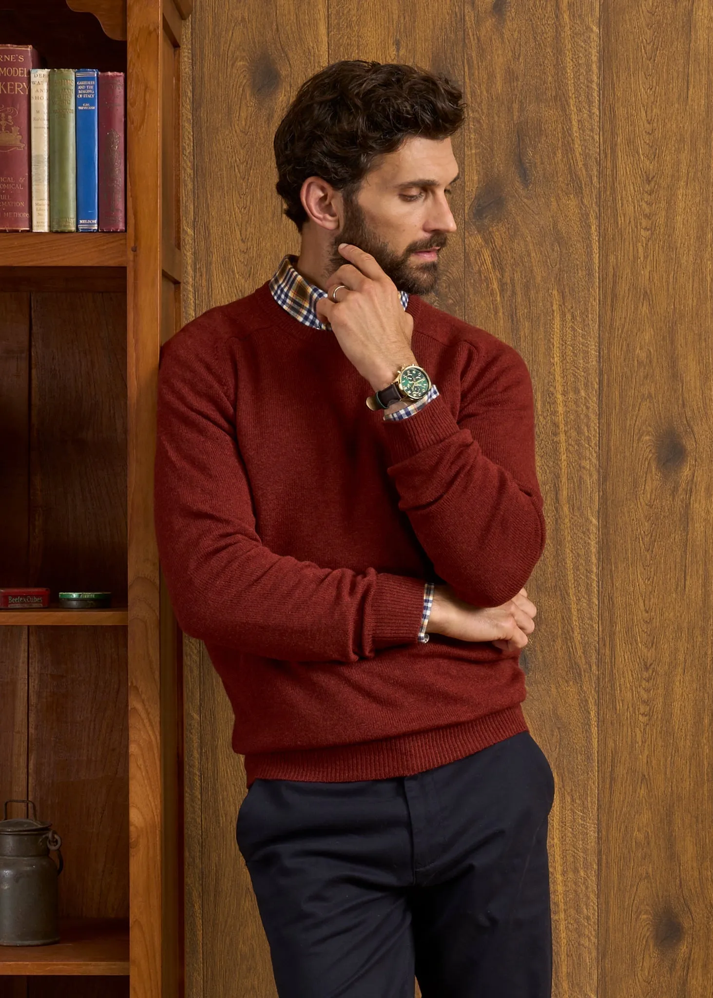 Lenzie Men's Lambswool Jumper In Sienna - Regular Fit