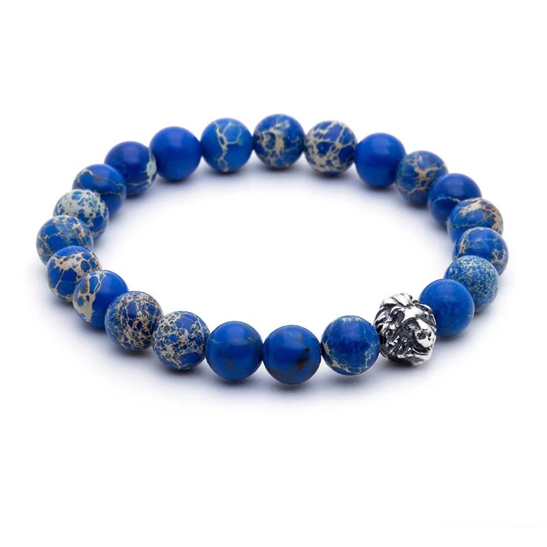 Leo Jasper Beaded Bracelets - Solid Silver