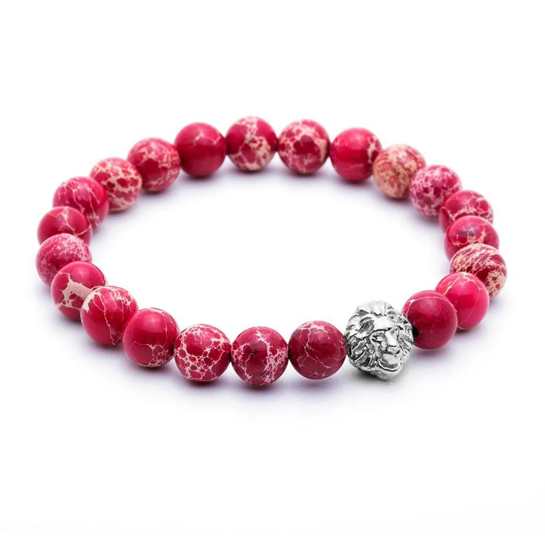 Leo Jasper Beaded Bracelets - Solid Silver