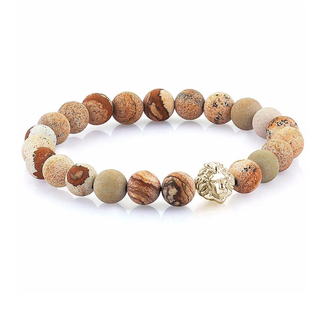 Leo Jasper Beaded Bracelets - Solid Silver