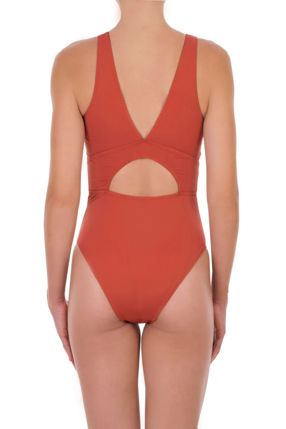 Leona V-neck One-piece Terracota