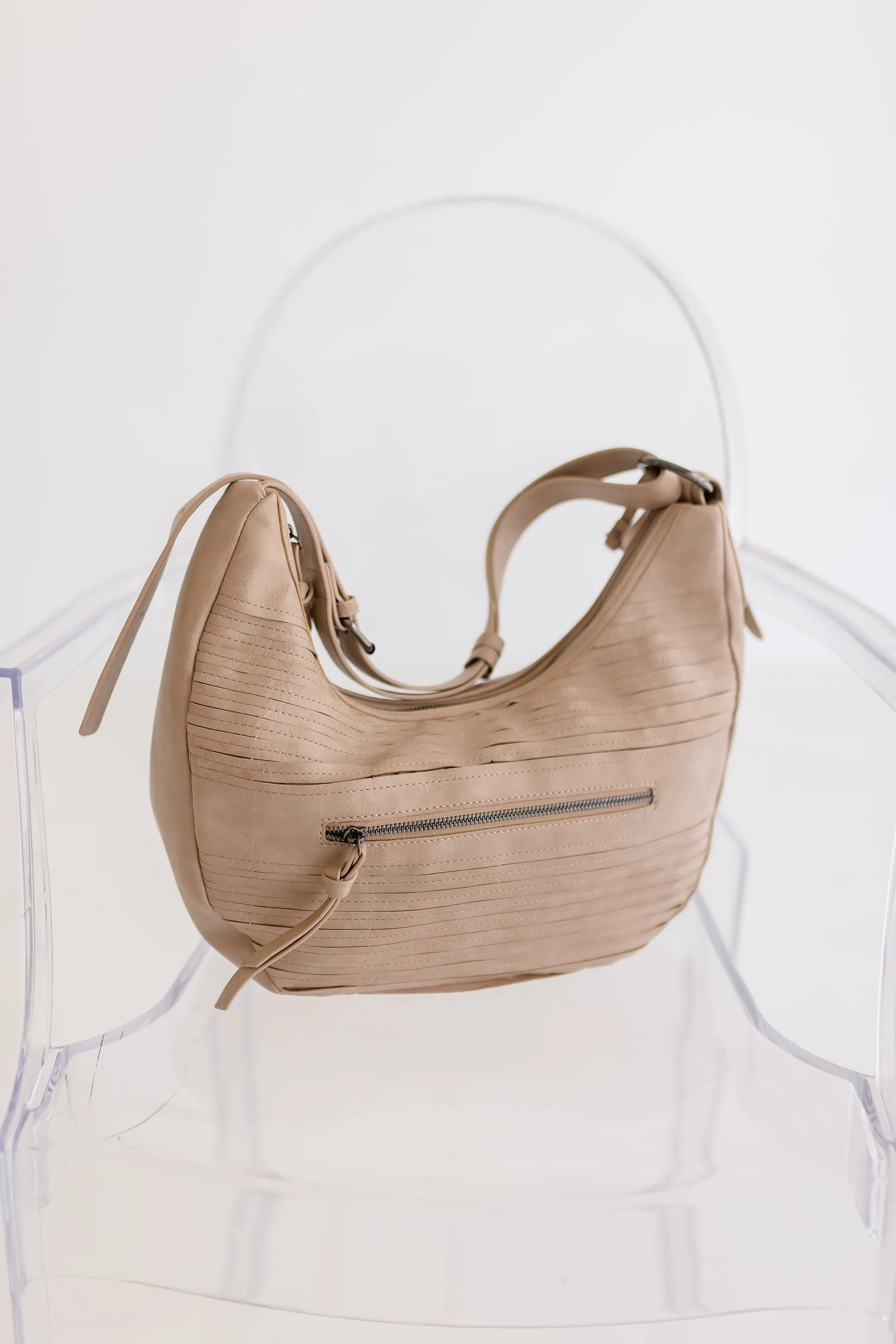 Leona Vegan Leather Hobo Shoulder Purse Taupe