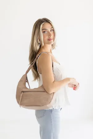 Leona Vegan Leather Hobo Shoulder Purse Taupe