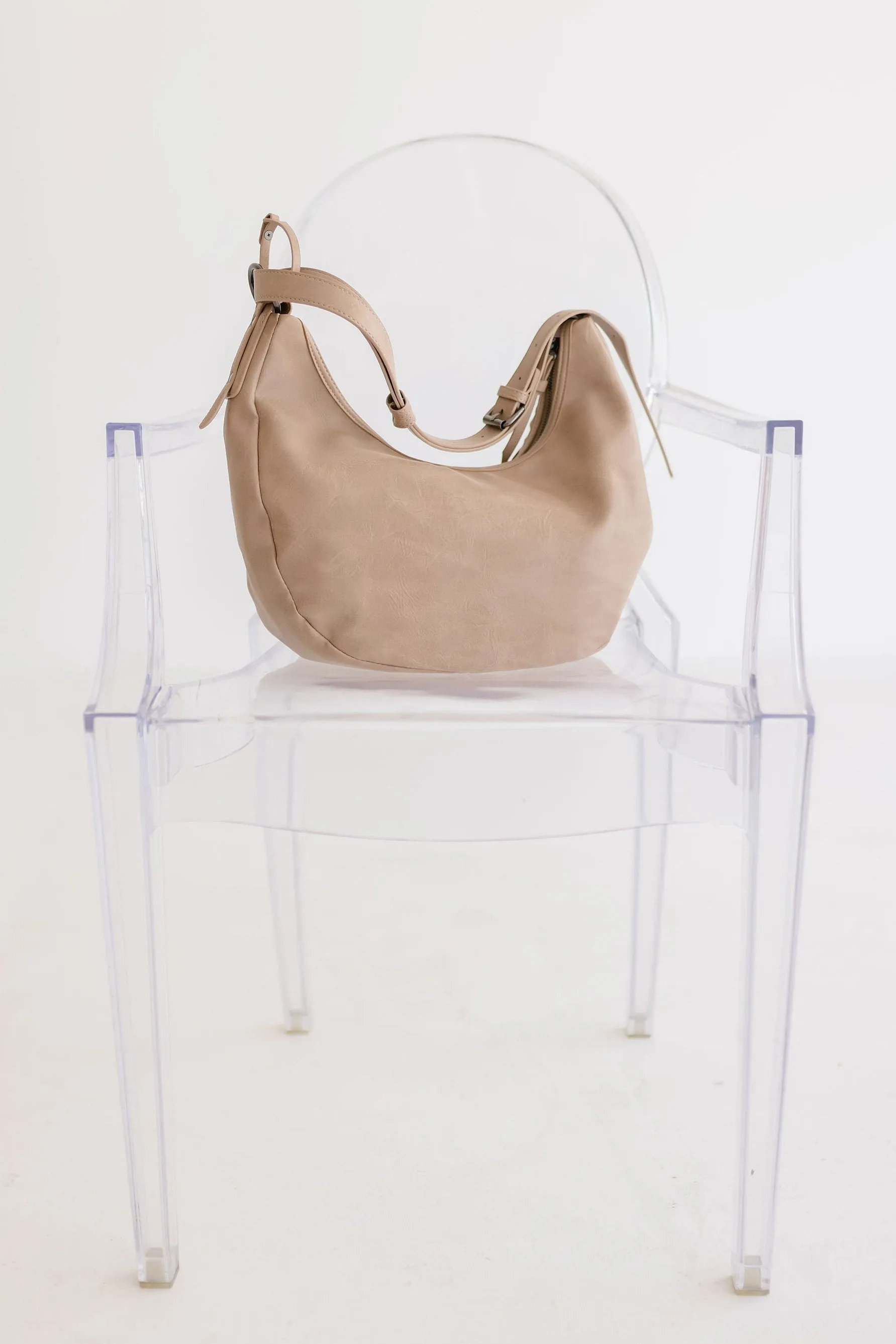 Leona Vegan Leather Hobo Shoulder Purse Taupe