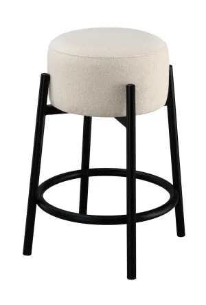 Leonard Upholstered Backless Stools White Black (2pc)