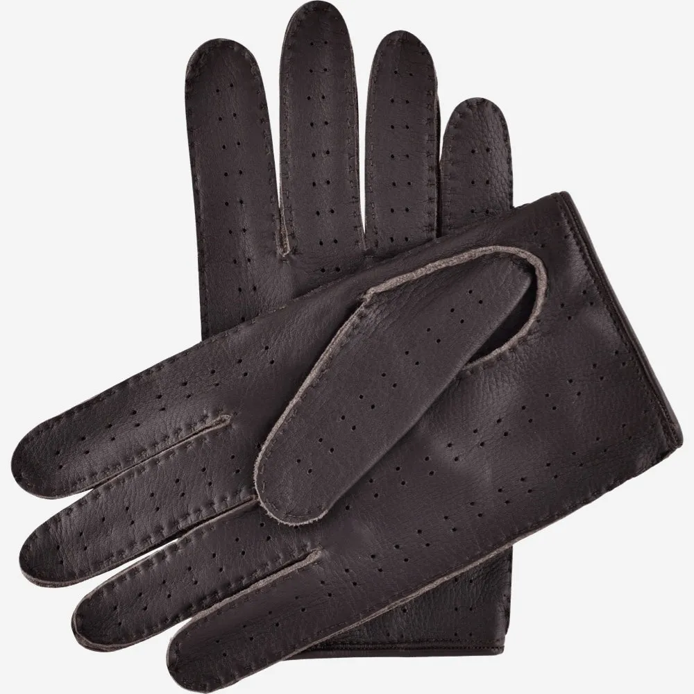 Leonardo (dark brown) - Italian driving gloves made of American deerskin leather