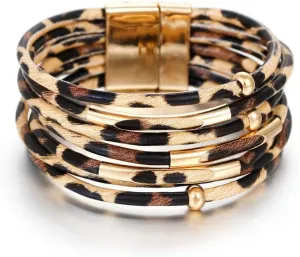 Leopard Bracelet for Women Wrap Multi-Layer