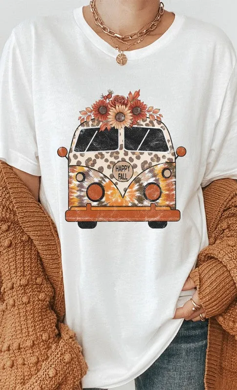 *Leopard Floral Fall VW Bus PLUS Graphic Tee