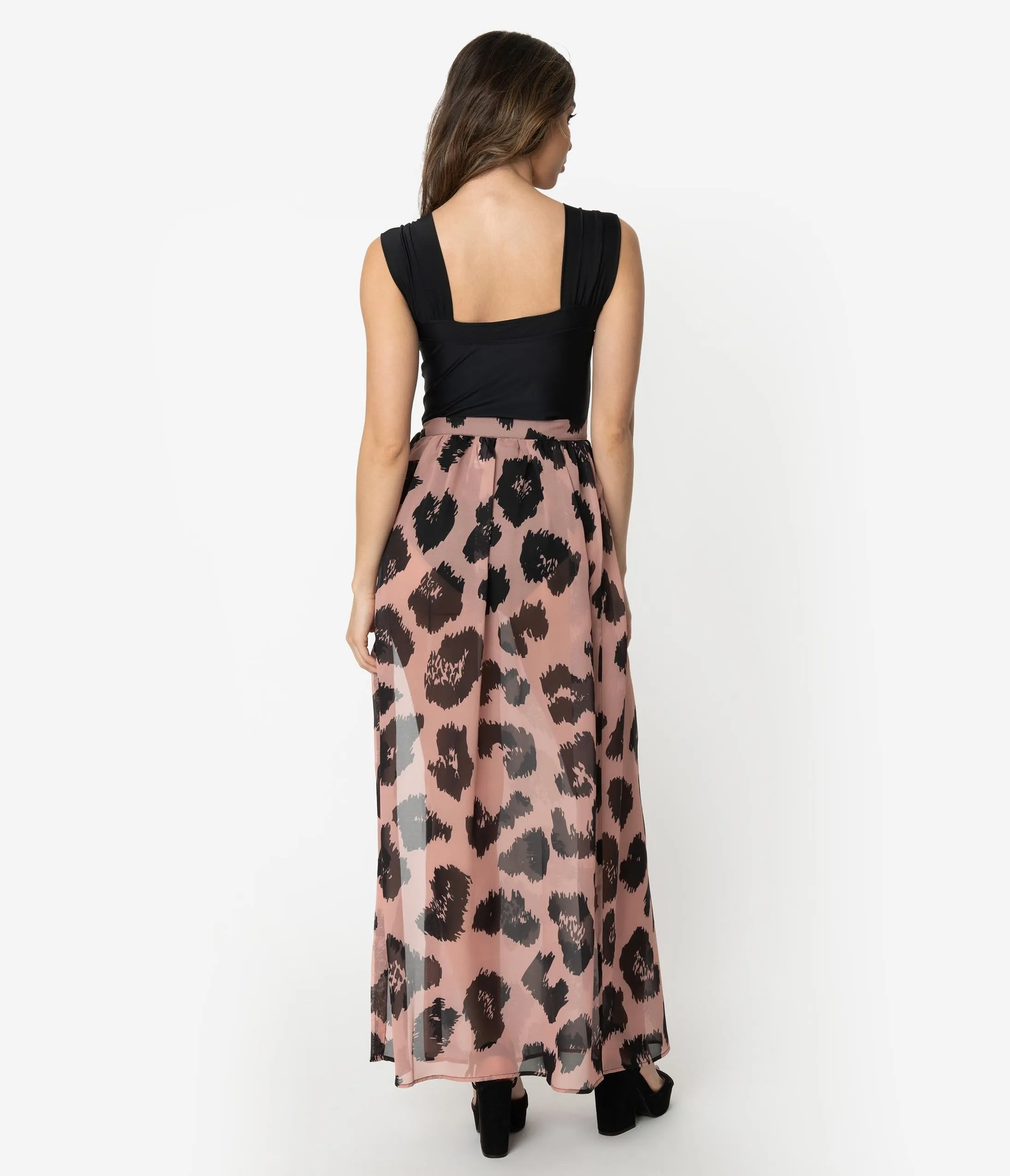 Leopard Print Long Wrap Skirt Swim Coverup