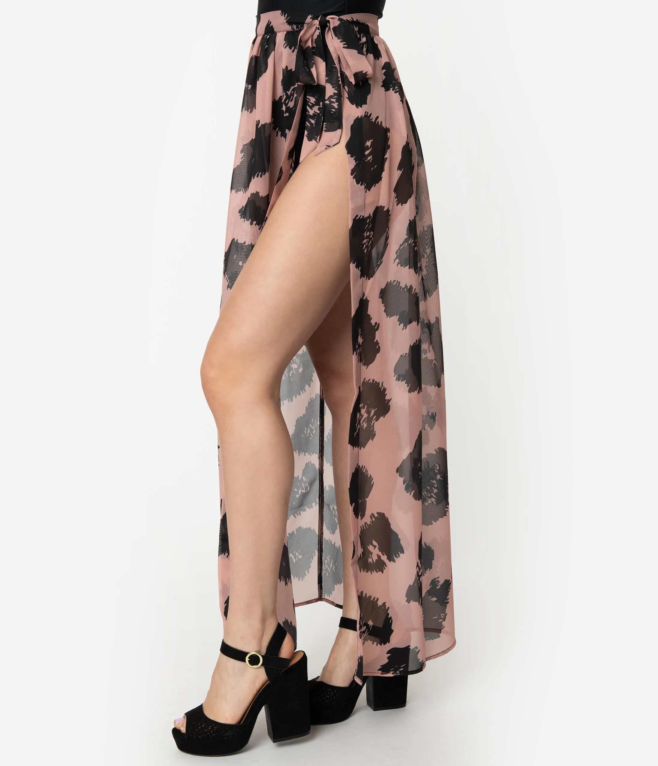 Leopard Print Long Wrap Skirt Swim Coverup