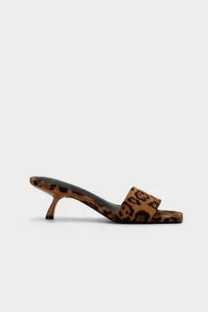 LEOPARD PRINT WITH SCULPTURE HEEL SLIDE