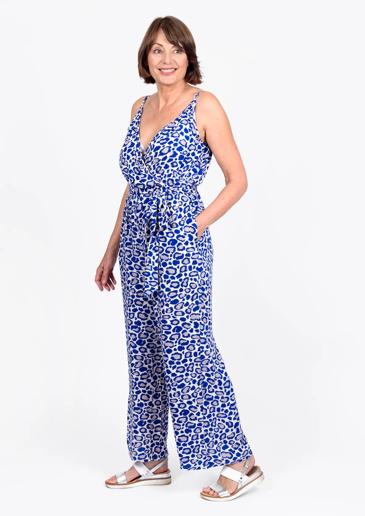 Leopard Wrap Front Jumpsuit