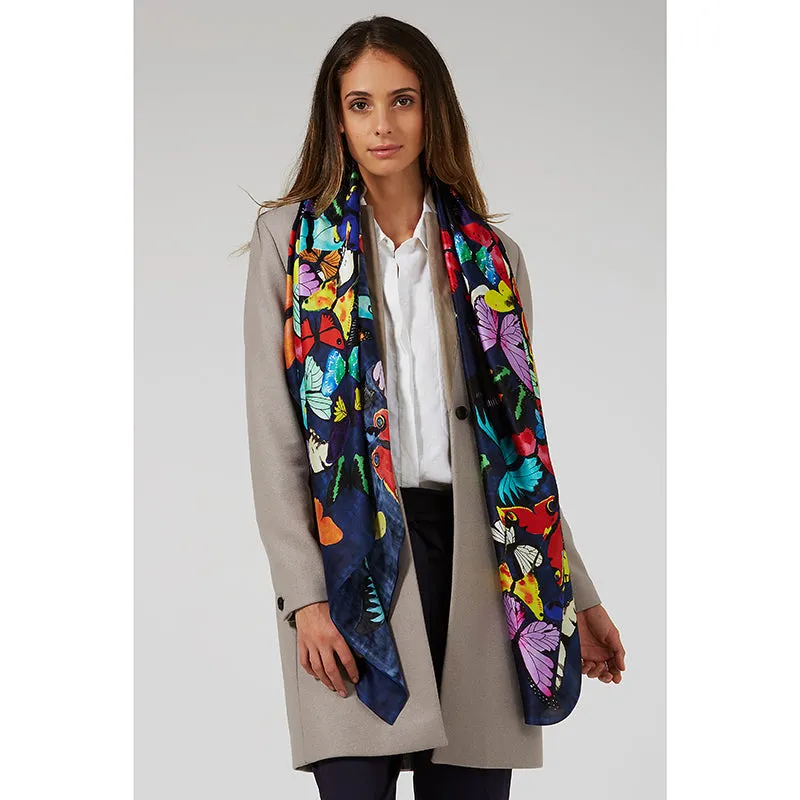 Lepidoptera Butterfly Print Silk Scarf