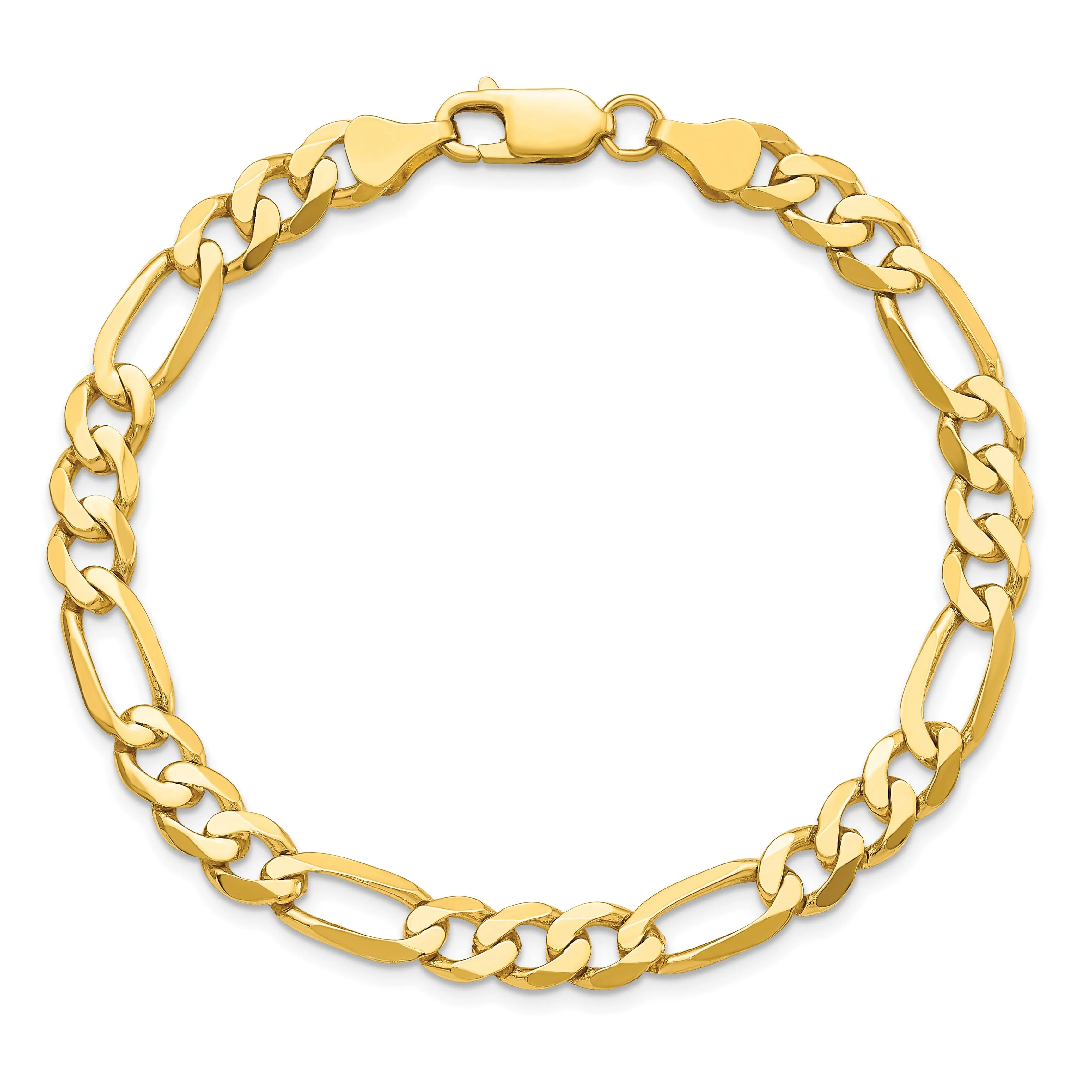 Leslie 14k Yellow Gold 7.0m Flat Figaro Bracelet