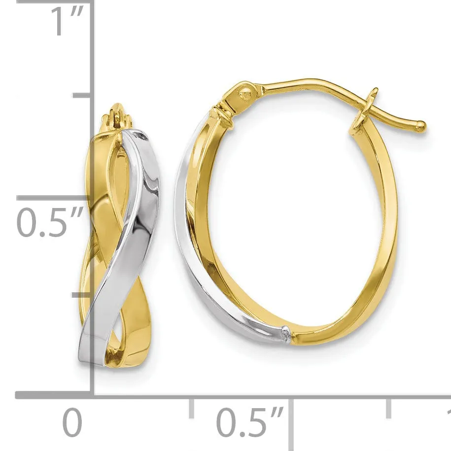 Leslies 10K Two Tone Gold Twisted Hoop Earrings