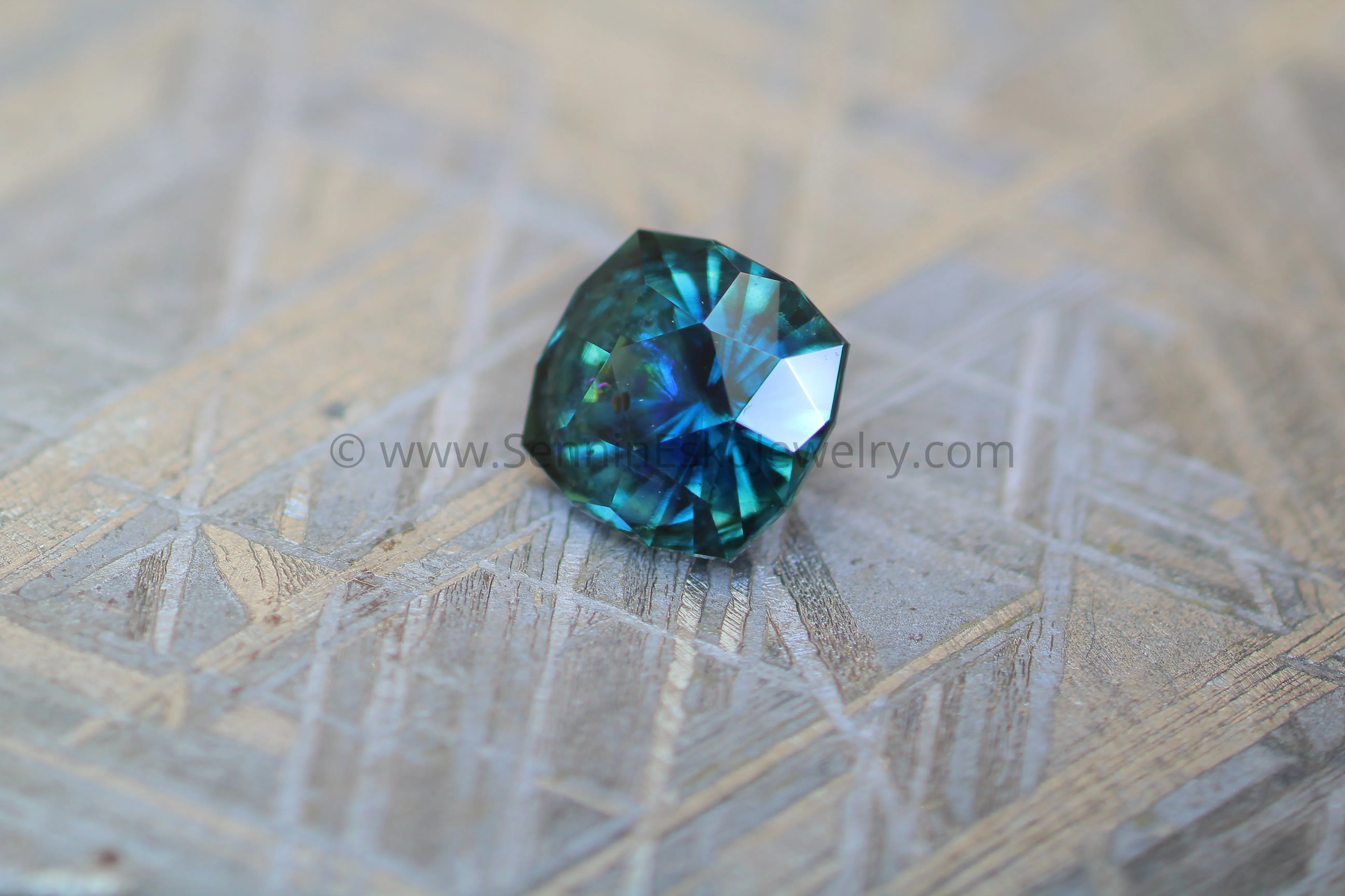 (Less Than Perfect) 1.48 carat Bluish Green Sapphire Square Cushion -  Precision Cut, 6.3x7.3mm