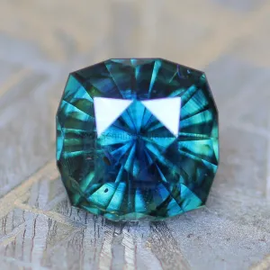 (Less Than Perfect) 1.48 carat Bluish Green Sapphire Square Cushion -  Precision Cut, 6.3x7.3mm