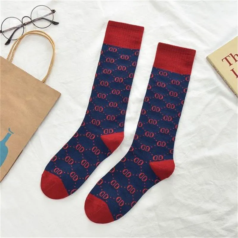 Letter Double D Long Tube Calf Socks Women Pure Pile Pile Women'S Cotton Socks High Tube Knee-Length Socks