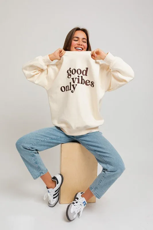 Letter Embroidery Oversized Sweatshirt