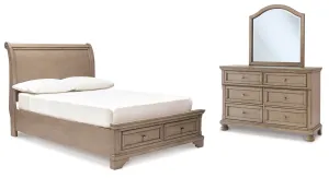 Lettner Full Sleigh Bed with Mirrored Dresser