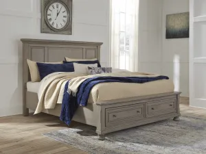 Lettner Light Gray King Storage Platform Bed