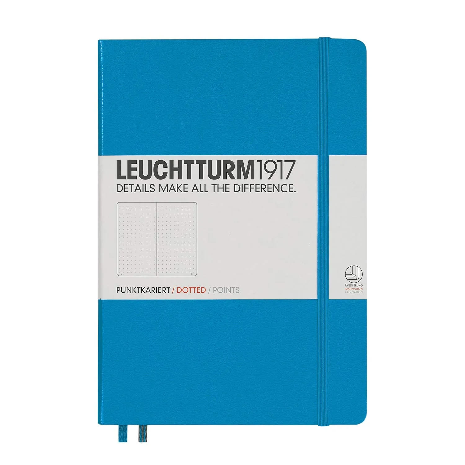 Leuchtturm1917 Medium A5 Dotted Hardcover Notebook (Azure) - 249 Numbered Pages