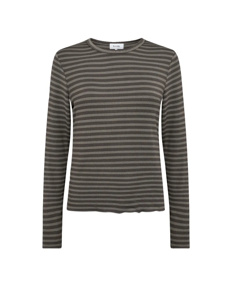 Levete Room Ika Black Olive Stripe T-Shirt