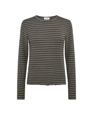 Levete Room Ika Black Olive Stripe T-Shirt