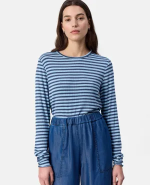 Levete Room Ika Breezy Blue Stripe T-Shirt - UK14