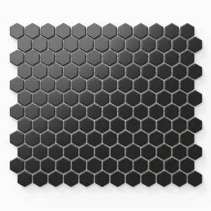 Levi 12x12 Matte Porcelain 1x1 Hexagon Mosaic Tile in Black