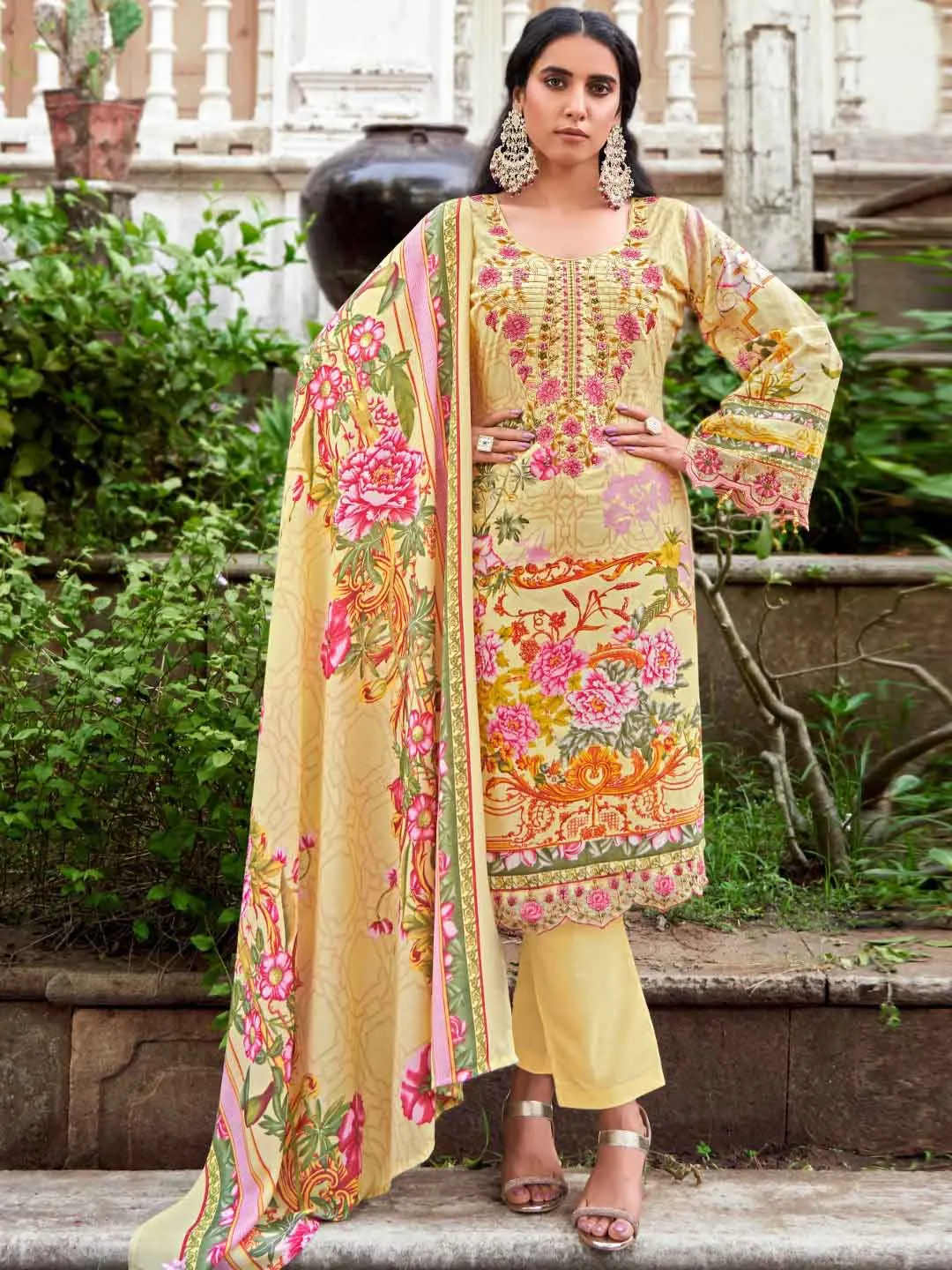 Levisha Pakistani Print Unstitched Cotton Suit Materials for Women