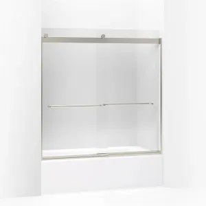 Levity 59.75" Clear Glass Sliding Bath Door in Matte Nickel