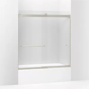 Levity 61.25" Clear Glass Sliding Bath Door in Brushed Nickel