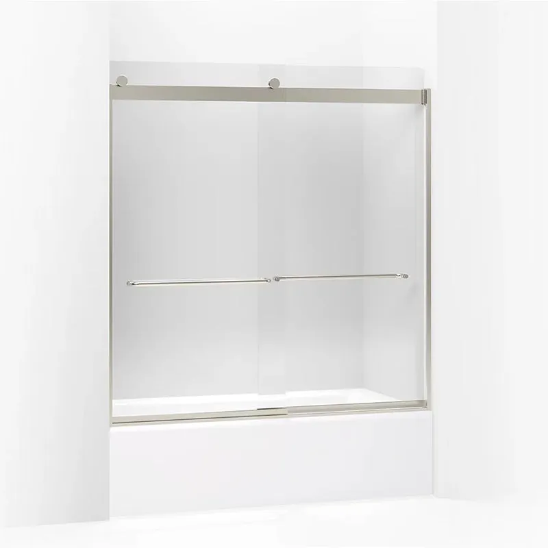 Levity 62" Clear Glass Sliding Bath Door in Matte Nickel