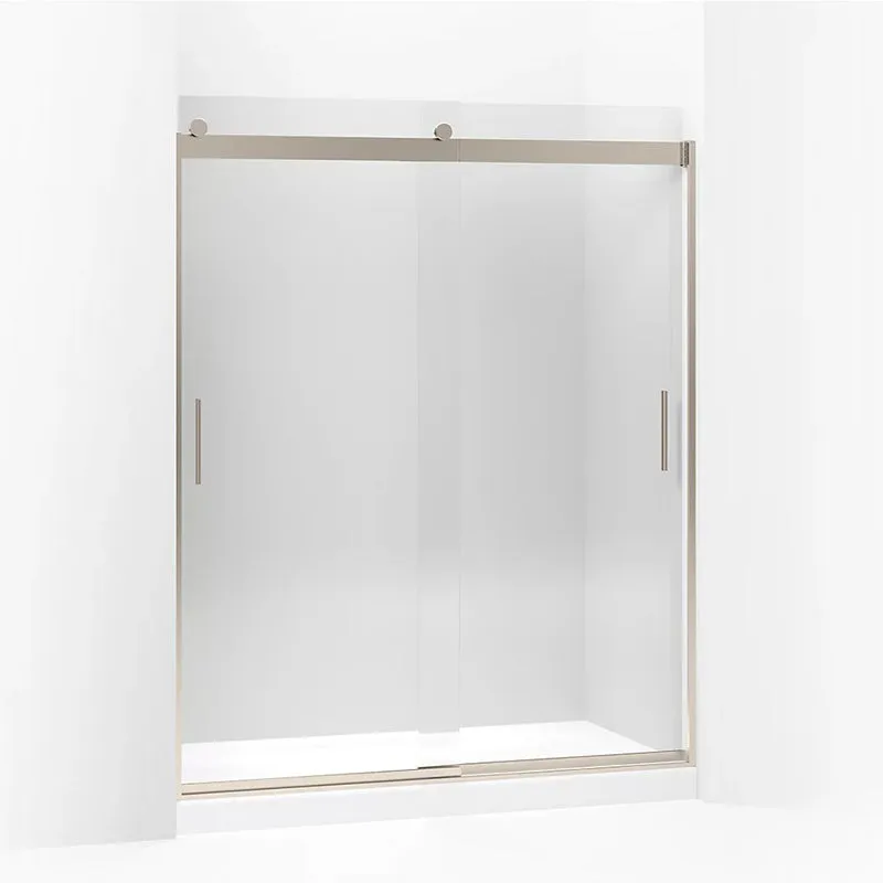 Levity 74" Clear Glass Sliding Shower Door in Anodized Brushed Bronze with 0.25" Thick Glass