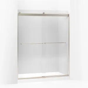 Levity 74" Clear Glass Sliding Shower Door in Anodized Brushed Bronze with Towel Bar Handle