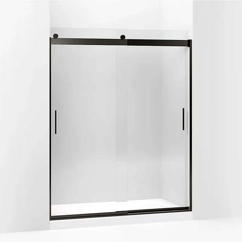 Levity 74" Clear Glass Sliding Shower Door in Anodized Dark Bronze with 0.31" Thick Glass