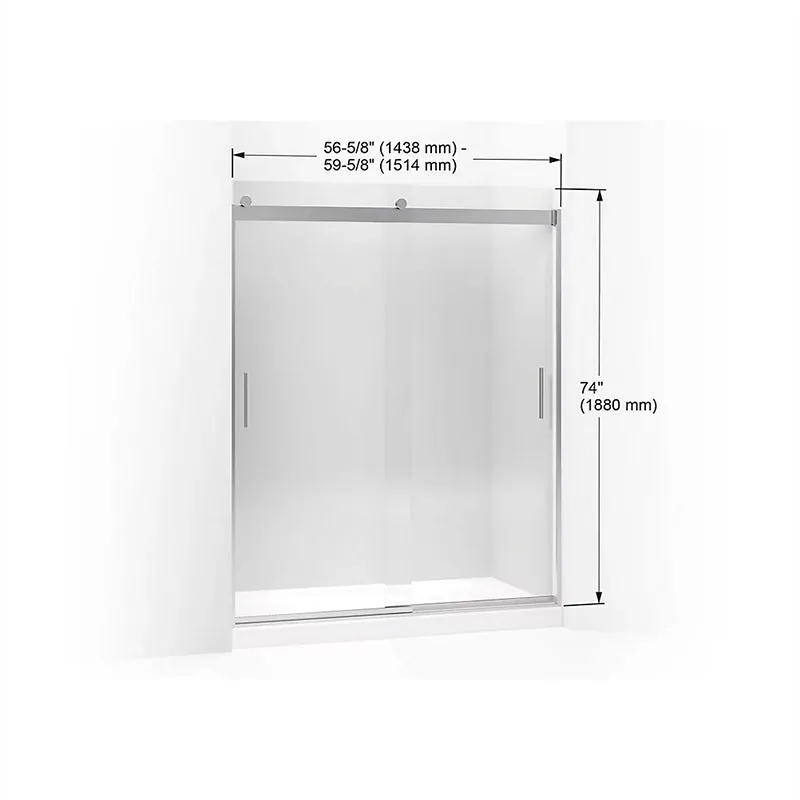 Levity 74" Clear Glass Sliding Shower Door in Anodized Dark Bronze with 0.31" Thick Glass