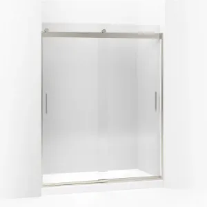 Levity 74" Clear Glass Sliding Shower Door in Brushed Nickel with 0.31" Thick Glass